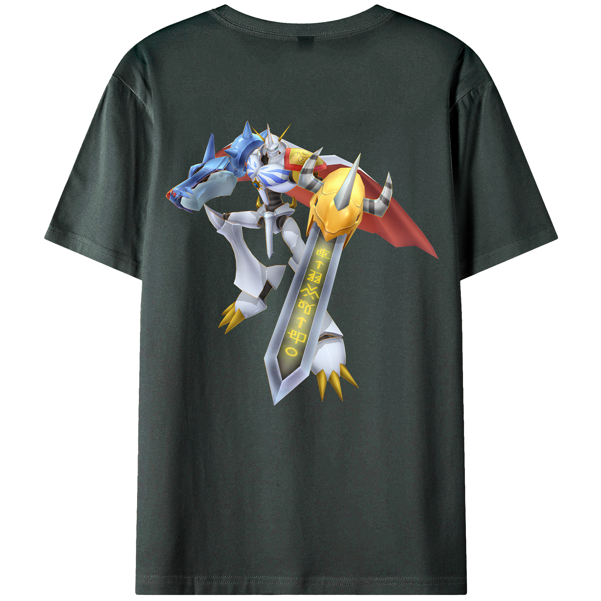 （画像用） Digimon デジタルモンスター/デジモン 綿100％ メンズ半袖Tシャツ（バックプリント） 通気性